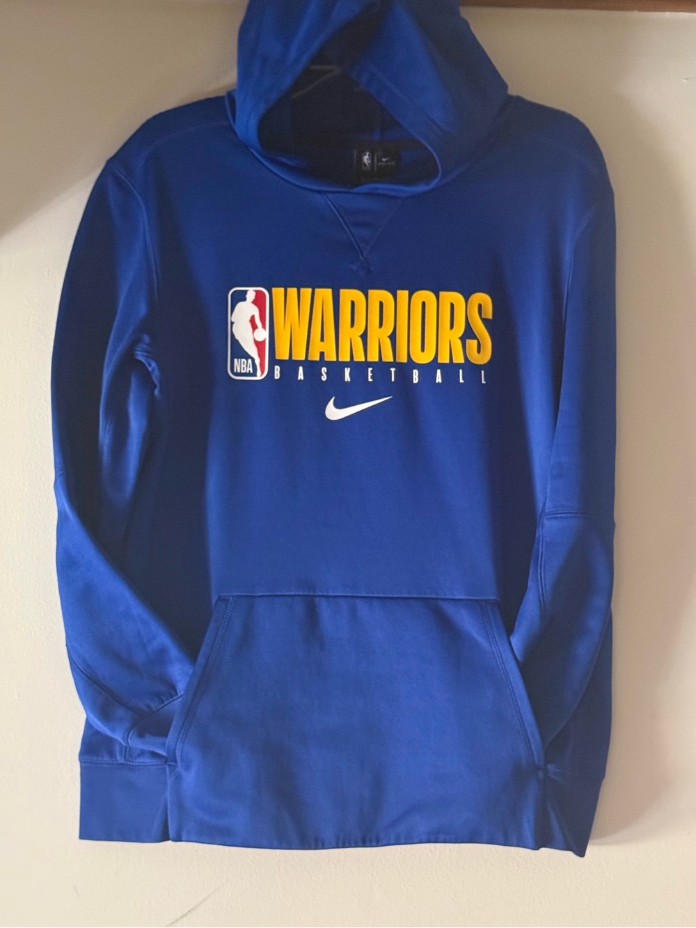 NIKE DriFit Blue Warriors Yellow Logo Hoodie NBA